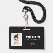 Aangepast totaal zwarte Logo foto werknemer Lanyar Badge (Front with Lanyard)