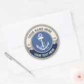 Aangepast touwframe met scheepsanker ronde sticker (Envelop)