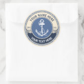 Aangepast touwframe met scheepsanker ronde sticker (Tas)
