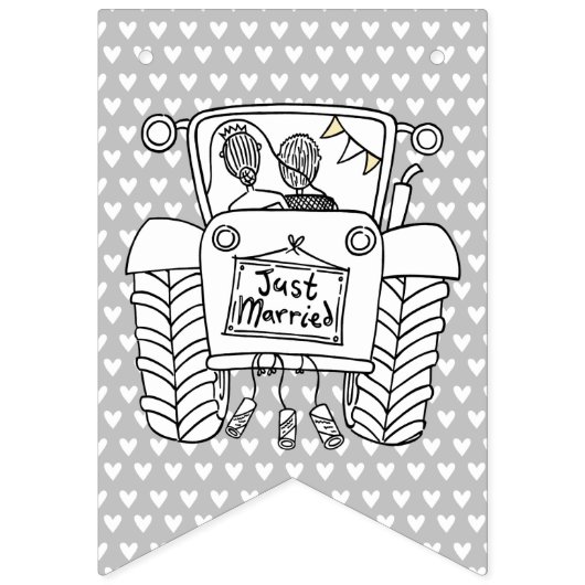 Aangepast tractorland Barn Rustic Wedding Vlaggetjes (Tweede vlag)