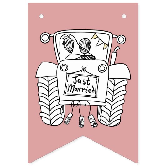 Aangepast tractorland Barn Rustic Wedding Vlaggetjes (Tweede vlag)