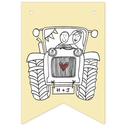 Aangepast tractorland Barn Rustic Wedding Vlaggetjes (Eerste vlag)