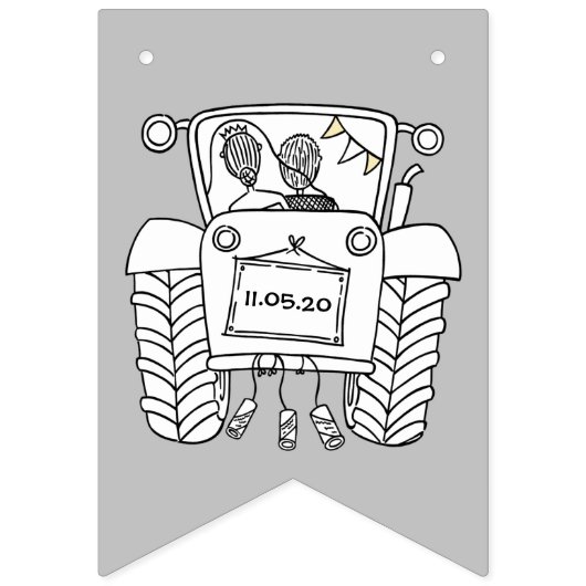 Aangepast tractorland Barn Rustic Wedding Vlaggetjes (Tweede vlag)