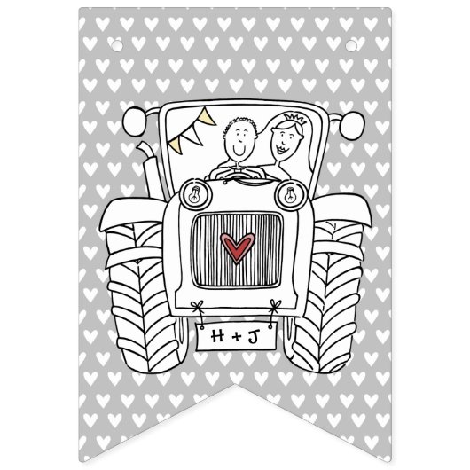 Aangepast tractorland Barn Rustic Wedding Vlaggetjes (Eerste vlag)