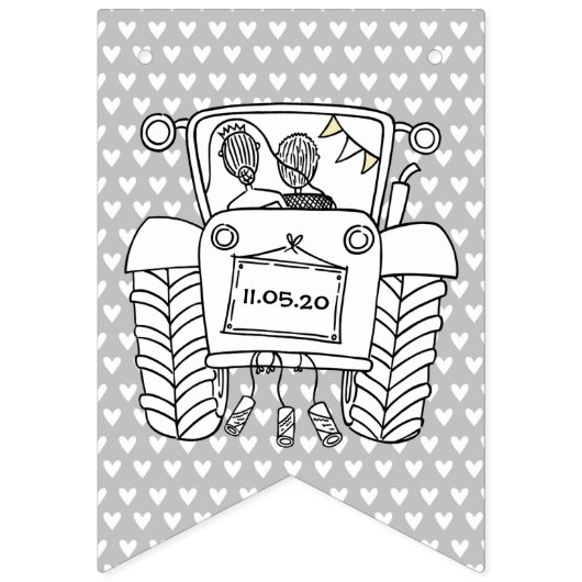 Aangepast tractorland Barn Rustic Wedding Vlaggetjes (Tweede vlag)