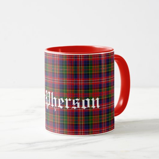 Aangepast traditioneel MacPherson Tartan Mok (Voorkant rechts)