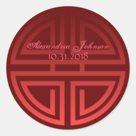 Aangepast traditioneel 'Red Longevity Motif'-voord Ronde Sticker