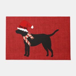 Aangepast Trendy grappige zwarte labrador rood Deurmat