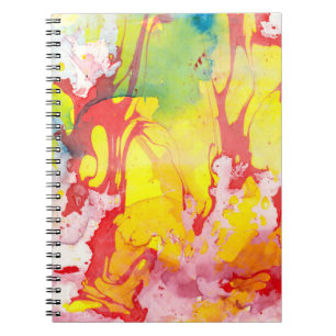 Aangepast Trendy Modern Abstract Geel Rood Blauw Notitieboek