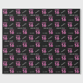 Aangepast Trendy Neon Sweet Sixteen Hot Pink Cadeaupapier (Vlak)