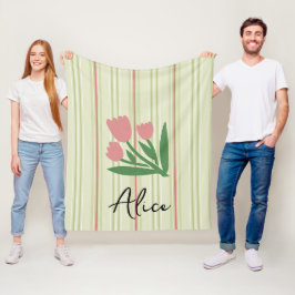 Aangepast trendy pastel retro patroon strepen Groe Fleece Deken