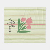 Aangepast trendy pastel retro patroon strepen Groe Fleece Deken (Voorkant (Horizontaal))