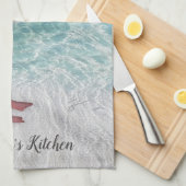 Aangepast Trendy Pink Flamingo Tropical Beach Theedoek (Quarter Fold)