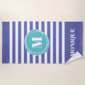 Aangepast Trendy Striped Monogram Strandlaken (Voorkant)
