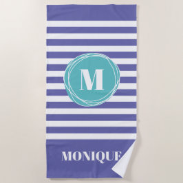 Aangepast Trendy Striped Monogram Strandlaken