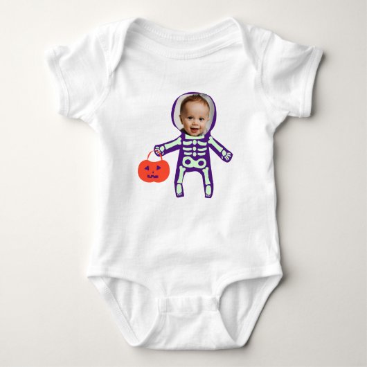 Aangepast trick or treat skelet Halloween Romper (Voorkant)