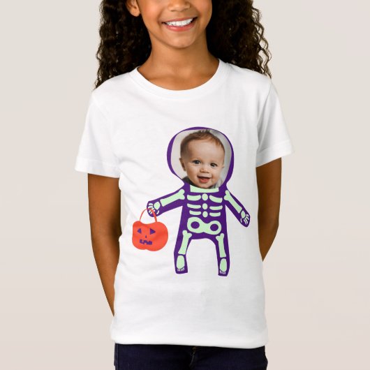 Aangepast trick or treat skelet Halloween T-shirt (Voorkant)