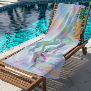 Aangepast tropisch anananasepastel Holographic Neo Strandlaken