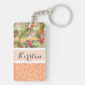 Aangepast tropisch anananaslagerpatroon sleutelhanger (achterkant)