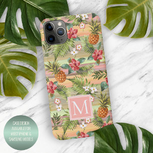Aangepast tropisch ananas hibiscus bloempatroon iPhone 16 pro max hoesje