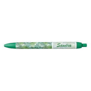 Aangepast Tropisch Hawaiian Green Palm Leafs Patro Zwarte Inkt Pen