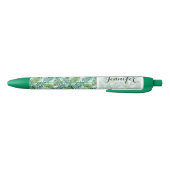 Aangepast Tropisch Hawaiian Green Palm Leafs Patro Zwarte Inkt Pen (Bodem)