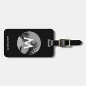 Aangepast tropisch monogram modern bagagelabel (Voorkant horizontaal)