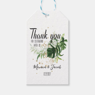 Aangepast Tropisch Monstera-blad Huwelijk Bedankt Cadeaulabel