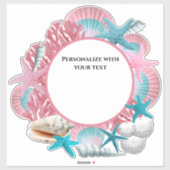 Aangepast tropisch themaontwerp in roze en blauw sticker (Vel)