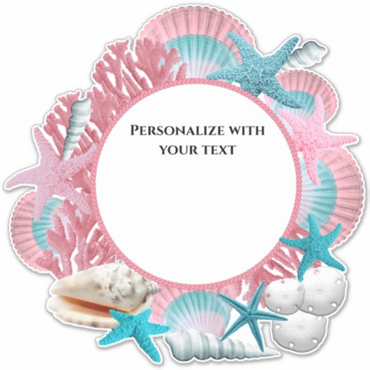 Aangepast tropisch themaontwerp in roze en blauw sticker (Voorkant)