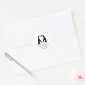 Aangepast Trouw Pinguïn Koppel Ronde Sticker (Envelop)