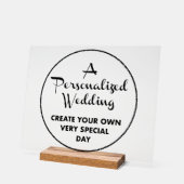 Aangepast trouwbord 11" x 14" Acryl & Houten stand Bord (Hoek)