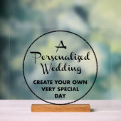 Aangepast trouwbord 11" x 14" Acryl & Houten stand Bord (Neutraal)