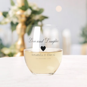 Aangepast trouwcadeau Love and Laughter Wijnglas Zonder Voet