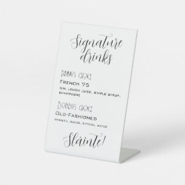 Aangepast trouwcocktailmenu reclamebord met voetstuk
