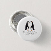 Aangepast Trouwende Pinguïn Koppel Ronde Button 3,2 Cm (Voorkant /achterkant)