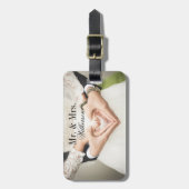 Aangepast trouwfoto-monogram bagagelabel (Voorkant verticaal)