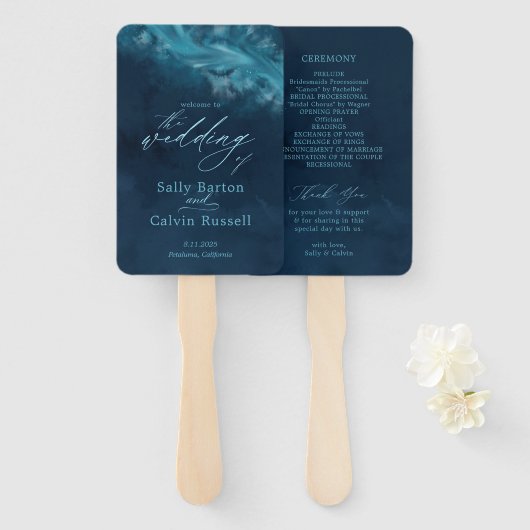 Aangepast trouwhandventilatorprogramma met oceaang handwaaier (Voorkant en achterkant)