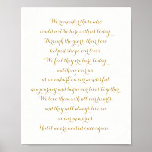 Aangepast trouwherdenkingbord goud poster