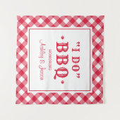 Aangepast trouwmonogram 'I Do BBQ' in rood geruit Wandkleed (Voorkant (horizontaal))