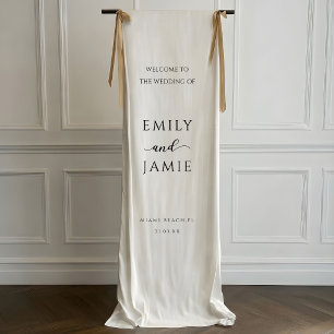 Aangepast trouwwelkomstbord, elegante linnen stof spandoek