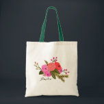 Aangepast |  tuin tote bag<br><div class="desc">Met de hand geschilderd rood en roze floraal ontwerp door Shelby Allison. Ideaal voor een rustige lentestijd bruiloft! Voor passende uitnodigingen,  antwoordkaarten,  stickers en andere punten klik op de verbinding hieronder om het volledige  Collectie van de Tuin te uitzichten.</div>