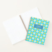 Aangepast Turquoise Blauw Retro Bloemen Patroon Notitieboek (Binnen)