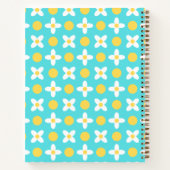 Aangepast Turquoise Blauw Retro Bloemen Patroon Notitieboek (Achterkant)