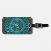 Aangepast Turquoise Green Blue Mandala Star-patroo Bagagelabel (Voorkant horizontaal)