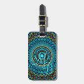 Aangepast Turquoise Green Blue Mandala Star-patroo Bagagelabel (Voorkant verticaal)