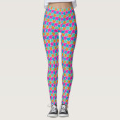 Aangepast Turquoise, magenta, Oranje, Aqua Mosaic Leggings (Voorkant)