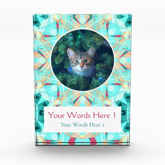 Aangepast Turquoise Rood Roze Kerstdecor Gift Fotoblokken (Voorkant)