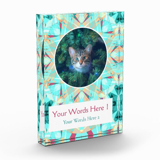 Aangepast Turquoise Rood Roze Kerstdecor Gift Fotoblokken (Links)