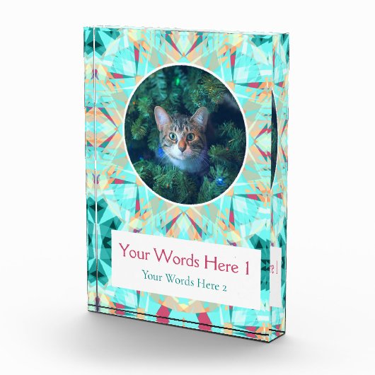 Aangepast Turquoise Rood Roze Kerstdecor Gift Fotoblokken (Rechts)